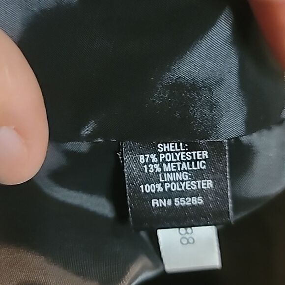 Express ladies lined black/silver metallic print skirt side tie sash size 4 NWT - Picture 5 of 5